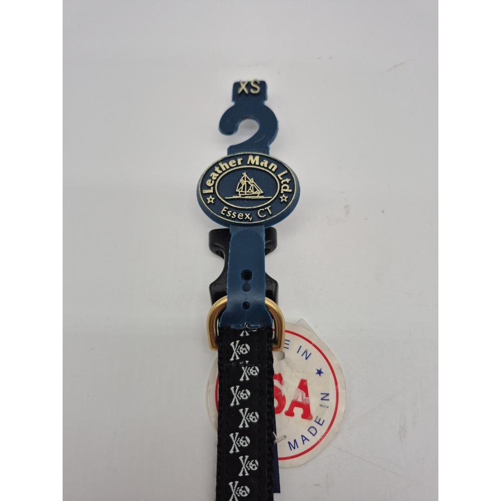 Leather Man Ltd. Essex, CT Canvas Pet Dog Collar USA Made Skull & Cross bones - Picture 2 of 7